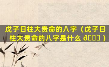 戊子日柱大贵命的八字（戊子日柱大贵命的八字是什么 🐈 ）